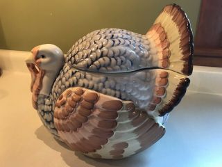 Vintage Fitz And Floyd Large Turkey Shaped Soup Tureen W/o Ladle Made In Japan