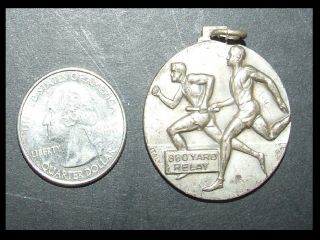 Rare Vintage Track & Field Award - Medal Silver Tone 880 Yard Relay Made In Italy