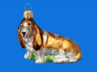 Basset Hound Dog European Blown Glass Christmas Tree Ornament Decoration Hund