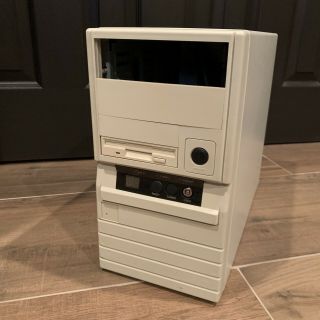 Vintage AT Computer Case Mini Tower Beige w/ LED Display 250W Power Supply 3
