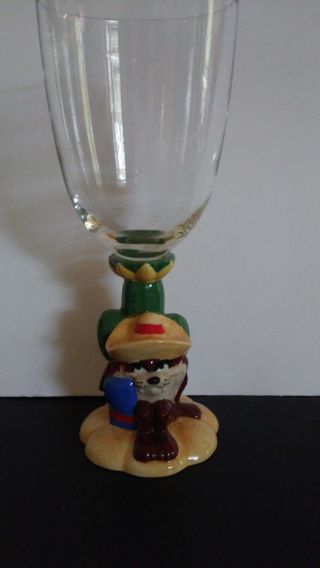 Warner Brothers Looney Tunes Taz Sitting By Cactus Ceramic And Glass Wine Goblet