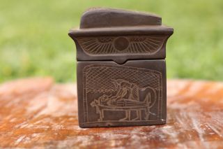Ancient Egyptian Handmade Canopic Jar Box| Vintage Set Of 4 Canopic Jars