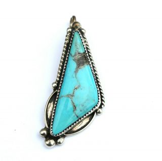 Vintage Native American Navajo Blue Turquoise Sterling Silver Pendant (signed R)