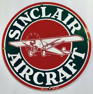 Sinclair Aircraft Oil Gasoline Porcelain Steel Advertising Sign