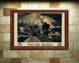 British Rail Travel Poster - Lms Railways The Day Begins - Vintage Art Print
