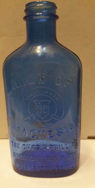 Vintage Blue Phillips Milk Of Magnesia 7 Inches Bottle