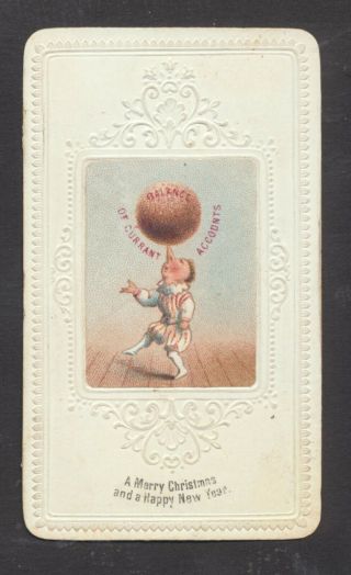 C10534 Victorian Goodall Xmas Card: Clown Balancing Pudding On Nose