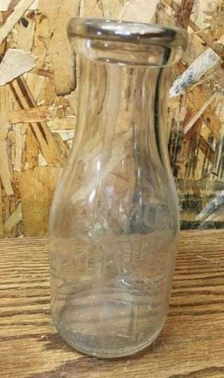 Old Williamsport Pa Milk Bottle Electropure Lycoming Dairy Farm Advertising Pint