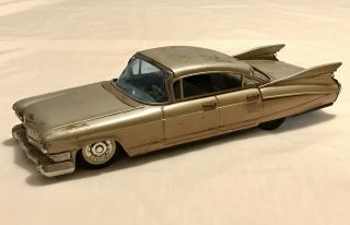Vintage 1959 Cadillac Bandai Japan Tin Litho Friction Toy Car Model 11.  5 Inch