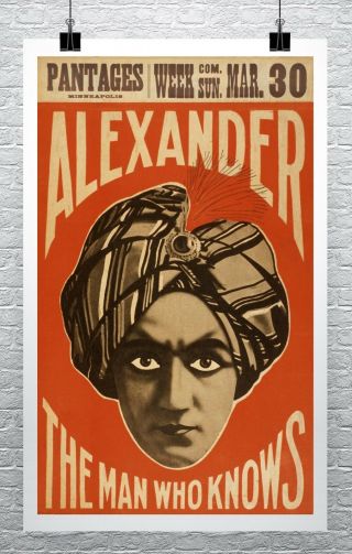 Alexander Vintage Magician Poster Rolled Canvas Giclee Print 24x36 In.