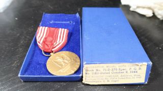 Wwii Us Army Good Conduct Medal With Slot Brooch Boxed