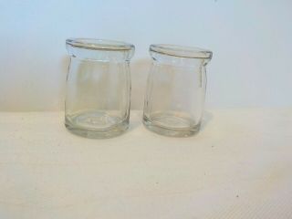 2 Vintage Individual Clear Glass Restaurant Creamers 1/2 Ounce 1 3/4 " Tall