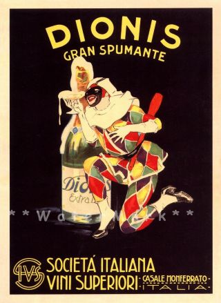 Dionis Gran Spumante 1925 Vintage Poster Print Italian Drinks Wine Decor Art