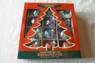 12 Christopher Radko Shiny Brite Frosted Xmas Ornaments - Blue Red Green Purple - Ob
