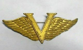 Vintage Wwii " V For Victory " Brooch Pin