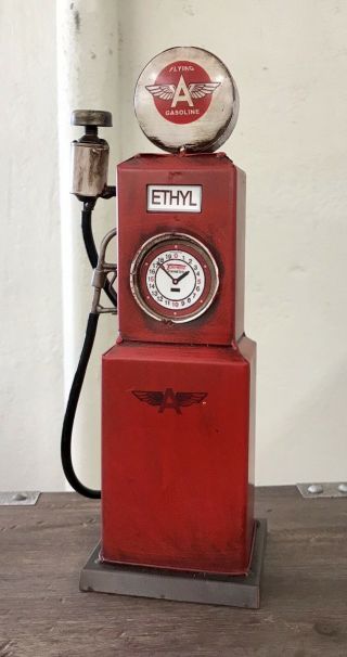 Flying “a” Vintage - Style 11” Tall Ethyl Tin Metal Decorative Gasoline Pump Model