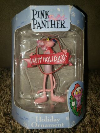 2003 The Pink Panther Christmas Holiday Ornament " Happy Holiday " Htf Collectible
