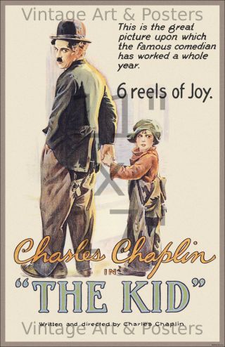 Vintage Film / Movie Poster,  Charlie Chaplin The Kid 11x17 Inches