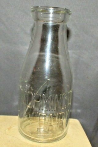 Antique Normington’s Dairy Clear Glass One Pint Milk Bottle.