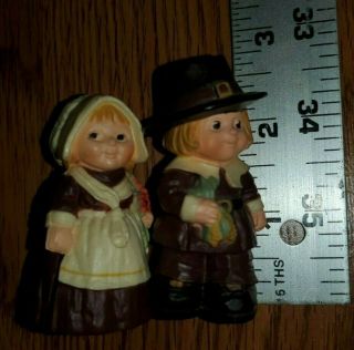 Thanksgiving Pilgrim Couple Boy Girl Hallmark Miniatures Collectible Figures