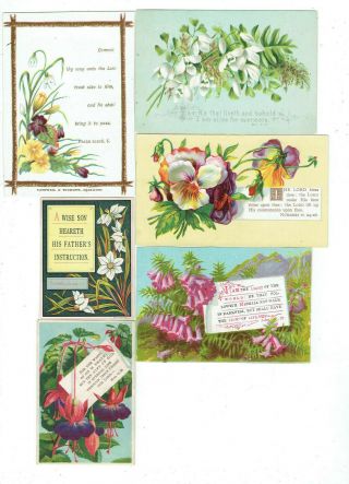6 X Pretty Victorian Christmas Cards Flowers Religious Text 1 X Frh 1 X Tudhope