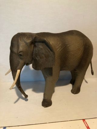 Vintage Marx Elephant Toy On Wheels Large Tusks Animal