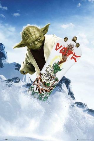 Yoda Snowboarding Poster 24 X 36