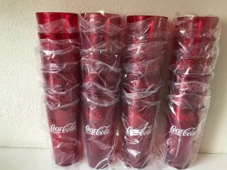 Set Of 24 Coca Cola Coke Cups Red Plastic Tumblers 24 Oz Restaurant Grade -