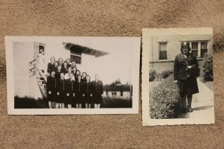 Two Ww2 Photographs Of U.  S.  Army Officer Wacs W/notes To Back,  1944 D.