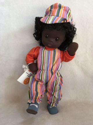 Vintage Stupsi African American 14” Cloth Boy Doll With Tag West Germany