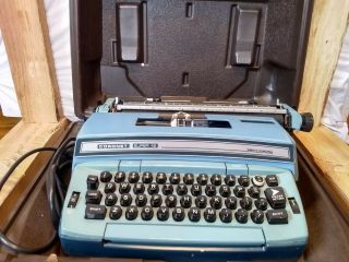 Smith Corona Electric Typewriter Blue Portable Coronet 12 Case Vintage Usa