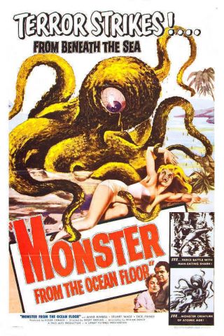 1954 Monster From The Ocean Floor Vintage Movie Poster Print Style A 24x16 9 Mil