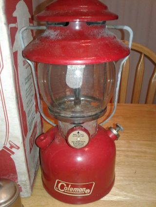 Vintage Coleman Red Lantern Single Mantle Model 200a195 Box & Extra Items 1968