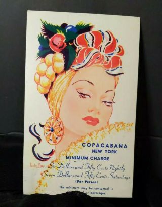 Vintage Copacabana Nightclub Nyc Advertising Postcard 1945 - 1948 Mike Proser 