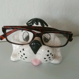 Vintage Puppy Dog Ceramic Eyeglasses Holder Glasses Stand Hound Dog