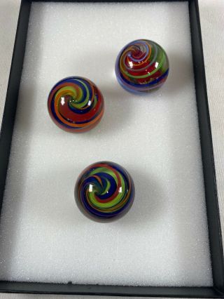 3 Vintage Multi Colors Marble Slag Glass Swirl Gear Shift Ball Knob Handle
