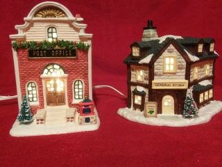 Christmas Valley Lighted Porcelain Post Office & General Store