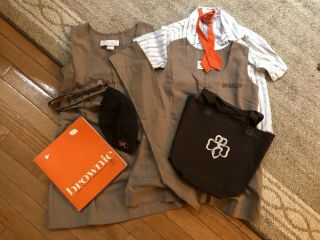 Vintage Girl Scout Brownie Uniform Shirt Dress Belt Tie Beanie Bag Sash Handbook