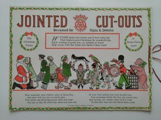Vintage 1920 Christmas Jointed Cut Outs Book Paper Toy Doll Puppet Uncut Antique 2