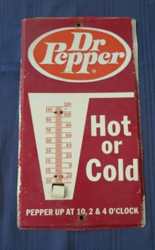 Vintage Dr.  Pepper Advertising Tin Thermometer 12 " X 6 1/2 "
