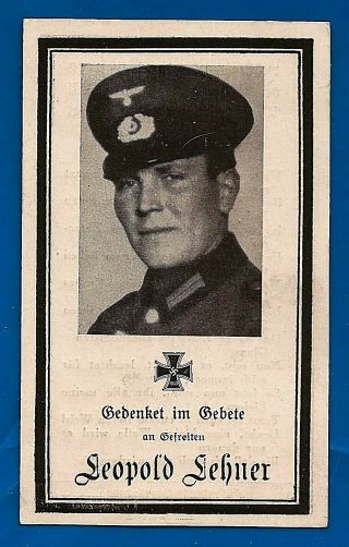 Germany Ww2 German Soldier Soldat Death Photo Card Leopold Lehner 1941