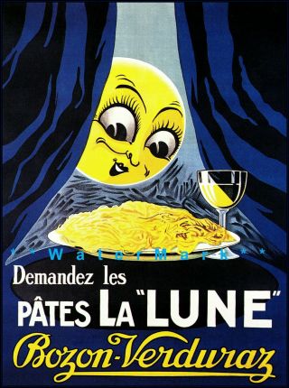 Pates La Lune 1930 Vintage Poster Print Retro Style Art Food Pasta Spaghetti