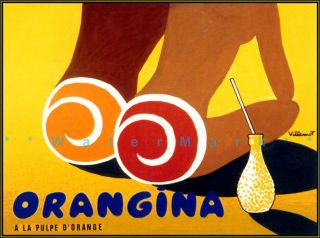 Orangina 1953 Beach Girls " Les Fesses " Vintage Poster Print Orange Drink Decor