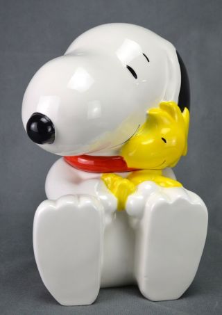 11 " Snoopy Hugging Woodstock Peanuts Ceramic Cookie Jar Gibson