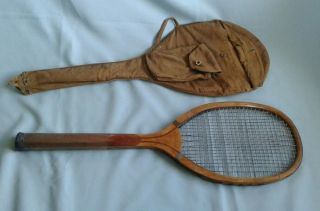 Vintage Sears Wright & Ditson Tennis Racquet W/ Cover - C - 1925 - Old Gut Strings.