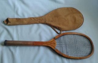Vintage SEARS WRIGHT & DITSON Tennis Racquet W/ COVER - c - 1925 - Old Gut Strings. 2