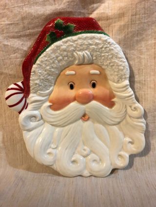 Vtg Fitz And Floyd Peppermint Santa Plate Perfect Christmas Decoration Or Gift