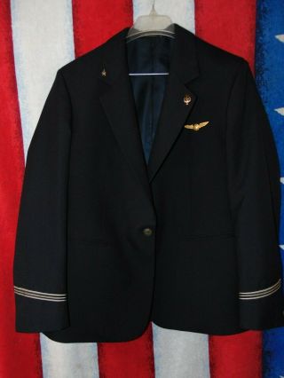 Vtg American Airlines Flight Attendant Blazer Jacket Sz.  10p,  3 Pin Backs,  Dress