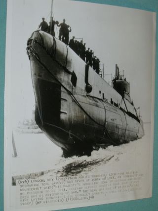 Wwii Press Photo 1940 British Royal Navy Seal Submarine Sunk Lost 216