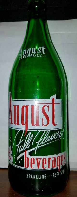 Green August Soda Bottle - Late 1800 